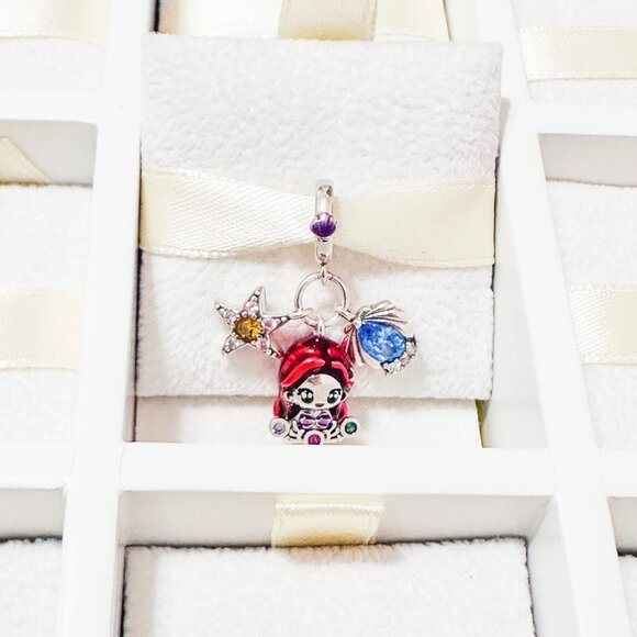 925 Sterling Silver Little Mermaid Ariel Charm Fits Pandora Charm Bracelets - Picture 1 of 8